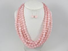 "Chunky pink necklace, multi strand statement pink necklace, beaded necklace, pink beads, statement jewelry, matching earring, BEST SELLER Spring 2019 Fashion. A bold and dramatic statement necklace featuring acrylic pink round beads. 5 strands, light weight. Silver plated lobster clasp. Measurements: 17\" (43 cm) plus 3 1/2\" extender. Each piece of jewelry from my shop comes beautifully packaged in box and ready for gift giving. Thank you for shopping at my shop! 29" Pink Beaded Jewelry, Turquoise Jewelry Necklace, Jewelry Matching, Aqua Gemstone, Acrylic Pink, Bold Statement Necklaces, Amazonite Necklace, Swarovski Crystal Jewelry, Pink Round