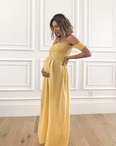 Christine Andrew, Maternity Outfit, Pregnancy Clothes, Cute Maternity Outfits, Stylish Maternity Outfits, Yellow Maxi