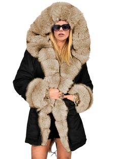 Celana Kargo, Grey Fur, Fur Collar Coat, T Shirt Crop Top, Collar Coat, Legging Outfits, Bodysuit Lingerie, Jacket For Women, Long Jacket