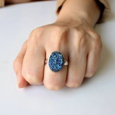 Druzy ring, Bold Sterling Silver Statement ring, alternative engagement ring, 100% handmade, vintage Lapis Lazuli Jewelry, Statement Ring Silver, Silver Work, Native American Fashion, Alternative Engagement Rings, Birthstone Ring, Druzy Ring, Pure Silver, Druzy