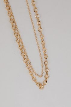 Women's Gold Layered Chain Necklace Trendy Multi-strand Layered Necklace With Double Chain, Gold Layered Chain Link Necklace, Trendy Layered Necklace With Double Chain Link, Trendy Layered Metal Chain Necklace, Trendy Layered Chain Link Necklace, Trendy Double Strand Chunky Chain Necklace, Chic Gold Layered Necklace With Chunky Chain, Gold Layered Necklace With Chunky Chain Links, Trendy Gold-tone Double Chain Necklace