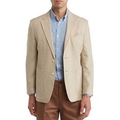 Evoke Polished Style In This Tan Sport Coat Constructed From Durable Twill In A Classic Two-Button Silhouette With Notched Lapels. Two-Button Closure. Notched Lapels. Nonfunctional Four-Button Cuffs. Chest Welt Pocket; Front Patch Pockets. Partially Lined Condition: New With Tags Size: 46 Long Color: Oatmeal Material Composition: 100% Polyester Style Number: Vf2550-Hill Care: Dry Clean Origin: Vietnam 100% Authentic Sportcoat Measurements: Underarm To Underarm: 24.5 Inches Shoulders: 20 Inches O Beige Single Button Sport Coat For Semi-formal Occasions, Semi-formal Beige Single Button Sport Coat, Semi-formal Beige Single-button Sport Coat, Beige Notch Lapel Sport Coat For Business Casual, Formal Beige Sport Coat With Pockets, Beige Casual Semi-formal Suits, Beige Blazer With Welt Pockets Flat Front, Beige Blazer With Welt Pockets, Beige Single-breasted Sport Coat With Flat Front