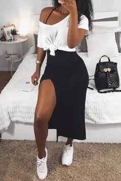 Mode Inspiration, Cute Casual Outfits, Look Fashion, Two Pieces, Fashion Casual, Spring Outfits, Black Fashion, Style Fashion