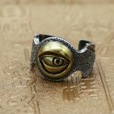 Sterling Silver Ring Eye easy adjustable to Size 8 9 10 11 17 mm width 13.5 grams Symbolic Adjustable Brass Rings, Adjustable Nickel-free Stainless Steel Rings, Adjustable Stainless Steel Nickel-free Rings, Adjustable Symbolic Metal Rings, Adjustable Open Ring In Stainless Steel, Adjustable Metal Rings, Eye Ring Silver, Silver Eye, Biker Rings