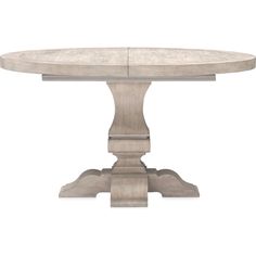 an oval dining table with two pedestals on each side and one end at the base