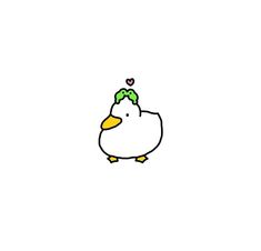 a small white bird with a green headband