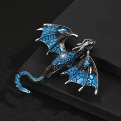 Details: Color: Blue Style: Dragon The Main Material: Alloy Item Id: Hb45497 Violet Wedding, Flying Dragon, Blue Style, Gradient Color, Silver Blue, Pin Brooch, Blue Fashion, Blue And Silver, Handcrafted Jewelry