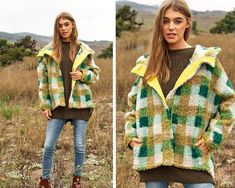 Indulge in cozy elegance with our Soft Plaid Oversized Fleece Sherpa Jacket. This chic outerwear piece combines comfort and style for a fashion-forward look that's perfect for any occasion. 🧥 Oversized Comfort: Embrace the oversized silhouette that provides both warmth and a trendy vibe. This jacket is not just outerwear; it's a statement piece that effortlessly combines coziness with chic style. 🌟 Soft Plaid Perfection: The soft plaid pattern adds a touch of sophistication to this fleece sherpa jacket. It's a fun design that elevates your casual ensemble with ease. 🧣 Sherpa Hood and Elastic Band: Stay snug in chilly weather with the sherpa-lined hood, offering an extra layer of warmth and style. The elastic band adds a subtle detail, enhancing the jacket's overall charm. 🎁 Girlfriend Cozy Green Outerwear For Fall, Chic Outerwear, Jacket With Hood, Sherpa Jacket, Chilly Weather, Oversized Silhouette, Girlfriend Gift, Fun Design, Sherpa Lined