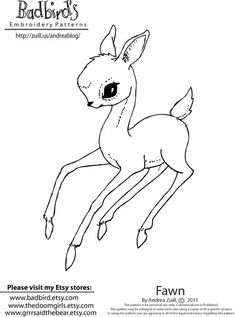 the fawn coloring page is shown in black and white