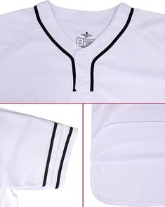 a white baseball jersey with black piping on the collar