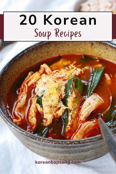 a bowl filled with soup on top of a table