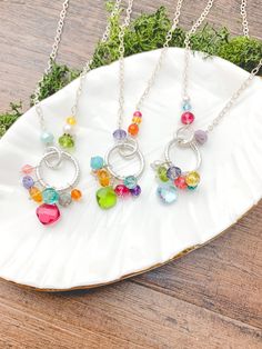 paige colorful necklaces Chocolate Jewelry, Ruby Quartz, Asymmetrical Style, Gem Earrings, Rainbow Necklace, Rosary Necklace, Beach Boho, Aqua Chalcedony, Blue Quartz