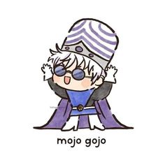 an image of a cartoon character wearing sunglasses and a hat with the words mojo gojo on it