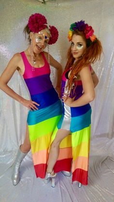 Rainbow Lycra Full Length Slip Dress Fairylove - Etsy Latitude Festival, Vibrant Dress, Full Length Dress, Bright Side, Summer Festival, Catsuit, Festival Outfits, Full Length, Slip Dress