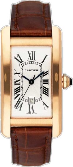 Cartier Tank Americaine, Model Tanks, Cartier Tank, Rose Gold Case, Rose Gold Watch, Watch Box, Gold Case, O Clock, Sapphire Crystal