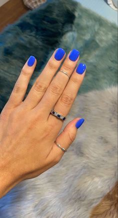 Simple Elegant Nail Designs, Blue Nails Square, Nails For May, Short Dip Nails, Electric Blue Nails, Bright Blue Nails, Fashionable Nails, Blue Gel Nails, Ideas For Fun