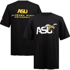 Prove to everyone in the stands that you're the #1 fan of the Alabama State Hornets with this vivid T-shirt by FISLL. It features striking team graphics across the chest and back to showcase your fandom from all directions. The classic design makes it easy to get the look of a tried and true Alabama State Hornets fan, ensuring you can pay homage to your favorite college squad. College Embroidered Logo T-shirt With Short Sleeves, Short Sleeve T-shirt With Embroidered Graphics For College, College Fan Apparel T-shirt With Embroidered Graphics, College Crew Neck T-shirt With Embroidered Logo, College T-shirt With Embroidered Graphics And Relaxed Fit, Graphic Tee With Embroidered Graphics For College, Short Sleeve Tops With Embroidered Graphics For College, Collegiate Embroidered Crew Neck T-shirts, College Logo Print Short Sleeve T-shirt