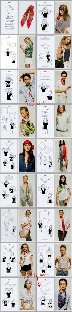 Ways to wear a scarf by Hermes T Shirt Recycle, Ideas Closet, Scarf Knots, Diy Vetement, Lv Bags, Hermes Scarf, Scarf Tying