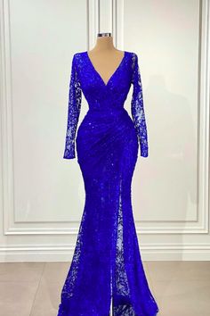 Elegant Long Royal Blue Mermaid Formal Dresses Rhinestone | Luulla Sparkly Formal Dresses, Pencil Gown Styles, Royal Blue Long Dress, Evening Dresses Long Sleeve, Blue Mermaid Dress, Royal Blue Evening Dress, Royal Blue Gown, Dinner Gown, Cheap Formal Dresses