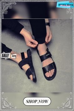 Men's Cow Genuine Leather Sandals Shoes Summer Beach Sandals Leather Sport Sandals For Summer, Black Leather Flip Flops For Beach Season, Leather Sandals With Single Toe Strap For Beach Season, Casual Summer Sport Sandals With Single Toe Strap, Leather Sport Sandals With Single Toe Strap For Summer, Genuine Leather Sandals, Shoes Summer, Beach Sandals, Summer Shoes