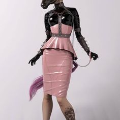 Plastic Series: Broken Marionette, an art print by Rebeca Puebla - INPRNT Pvc Clothing, Horse Mask, Cat Walk, Pink And Black, Petticoat, Pin Up, A Woman, Bodycon Dress, Black Leather