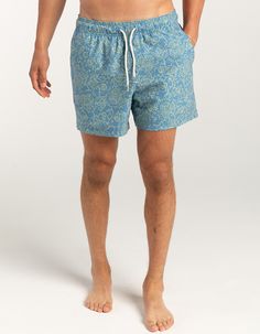 Rsq Floral Vine 5" Swim Shorts. Allover Print. Elastic Waist With Drawstring. Slant Pockets. Back Right Pocket With Hook-And-Loop Closure. Woven Rsq Label On Back Pocket. Approximate Inseam: 5". 37% Repreve™ Recycled Polyester 36% Polyester 19% Cotton 8% Elastane. Machine Wash. Imported. Green Cotton Shorts For Pool, Blue Short Leg Swim Trunks For Beach, Printed Cotton Beach Bottoms, Printed Cotton Bottoms For Beach, Printed Cotton Beachwear Bottoms, Printed Relaxed Fit Bottoms For Beach Season, Relaxed Fit Printed Bottoms For Beach Season, Beach Cotton Printed Shorts, Printed Cotton Bottoms For Poolside