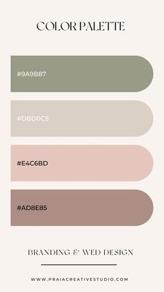 the color palette for branding and web design is shown in shades of green, brown, beige