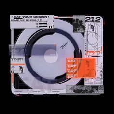 the cd cover for eat your design, which features an orange and black logo on it