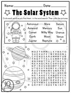 the solar system worksheet for kids to learn how to read and write it