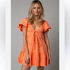 *Nwt; Brand New With Tags!!* Nwt Womens Olivaceous A.L.C. Style Orange Mini Dress Size Large! Can Fit A Size Medium Too Though Looks Similar To The A.L.C Brand Dress Purchased From Morley Boutique In Delray Fl! Super Cute And Comfy Best For Someone Taller Around 5ft 7in! Has Adjustable Ties All Around Never Worn! No Flaws!! Price Is Negotiable Send Offers If Interested! Need This To Go! :) Orange Mini Dress, Boho Pink, Tiered Ruffle Skirt, Ruffle Sleeve Dress, Dress Orange, Dress Boho, Orange Dress, Mini Fashion, Large Size Dresses