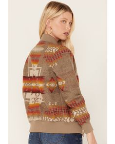 Pendleton Women's Mixed Print Western Jacquard Bomber Jacket, Taupe Pendleton Jacket, Autumn Clothes, American West, Color Inspo, Mixing Prints, Boots For Sale, Outerwear Women, What To Wear, Winter Fashion