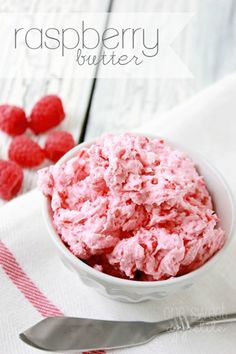 raspberry ice cream in a white bowl