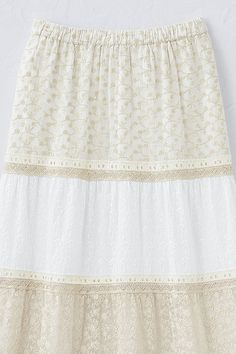 The idyllic summer-day skirt, romanced with crochet-trimmed tiers and lace detailing in shades of white and sand. | Women's Summer Dreams Skirt - White - 3X - Plus Size Denim Vests, Clothes Summer, Summer Dream, Shades Of White, Coldwater Creek, Full Figured, Inspired By Nature, Petite Size, Sewing Clothes