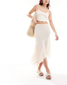 Miss Selfridge chiffon witchy hem godet maxi skirt in cream | ASOS Two Piece Outfits Shorts, Godet Skirt, Maxi Rok, Corset Mini Dress, Style Finder, Flowy Skirt, Prom Party Dresses, Plus Size Pregnancy, Workwear Dress