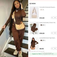 Baddie Outfit Shein, Shein Fall And Winter Outfits, Cute Outfits Off Shein, Baddie Brown Outfits, Fall Shien Outfit, Shein Board Ideas, Outfits From Shein Baddie, Cute Outfits For School Shein, Brown Inspo Outfits