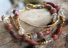 Multiple Strand Bracelet, Brecciated Jasper, Jasper Bracelet, Unique Jewelry Designs, Strand Bracelet, Faceted Bead, Multi Strand, Jewelry Designs, Jewelry Inspiration