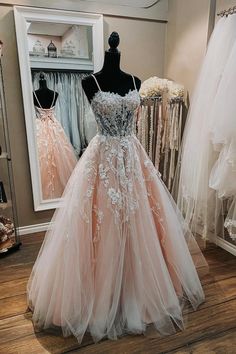 Pink Sweetheart Neck Lace Long Prom Dresses Wedding Dresses Light Pink, Light Pink Wedding Dress, Wedding Dress Pink, Light Pink Prom Dress, Prom Dresses Pink, Pink Evening Dress, Pretty Wedding Dresses, Pink Prom Dress, Pink Formal Dresses