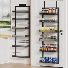 the pantry shelving unit is open and ready to be used