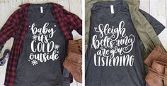 Love me a cute graphic tee paired with a flannel and boots!! Tis the season and you can get these for only $13.99! Christmas Vinyl, Winter Shirts, Crafty Creations, Xmas Shirts, Vinyl Shirts, Silhouette Cameo Projects, Christmas Song, Diy Shirt, Holiday Shirts