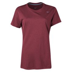 Nike Women's Legend Shirt. When we hit the field we need legendary performance we can count on and we found it in this training shirt from Nike. This cool and comfortable Dri-FIT top has the Nike Swoosh logo applied to the left chest. 100% polyester. Nike Shirts Women's, Womens Activewear Tops, Nike Swoosh Logo, Training Tops, Nike Swoosh, Nike Shirts, Womens Activewear, Active Wear Tops, Wicks