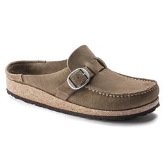 Buckley Suede Leather Gray Taupe | shop online at BIRKENSTOCK Birkenstock Buckley Clog, Birkenstock Buckley, Birkenstock Clog, Birkenstock Style, Moccasins Style, Mens Boots Casual, Suede Clogs, Birkenstock Women, Stitching Details