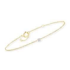 Ross-Simons - Diamond-Accented Station Bracelet in 14kt Yellow Gold. 7". RS Pure. Delicate, pretty and on-trend for creating a look that's pure style and all you. Add a touch of sparkle to your go-to stack with this dainty bracelet! Ideal for those with minimalistic fashion preferences, this simple 14kt yellow gold bracelet features a single diamond accent stationed at the center of a small cable chain. Includes 1" extender. Springring clasp, diamond-accented station bracelet. Diamond birthstone Minimalistic Fashion, Station Bracelet, Bracelet Diamond, Diamond Birthstone, Dainty Bracelet, Buying Diamonds, Dainty Bracelets, Yellow Gold Bracelet, Cable Chain