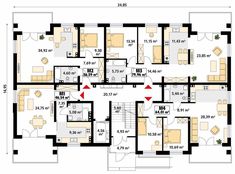 an apartment floor plan with three rooms and two bathrooms on the first level, one bedroom is