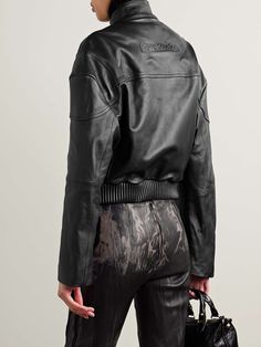 ACNE STUDIOS Cropped leather biker jacket | NET-A-PORTER Acne Jacket, Acne Studios Jacket, Acne Shop, Motorcycle Style, Classic Motorcycles, Leather Biker Jacket, Casual Jacket, Biker Jacket, Net A Porter