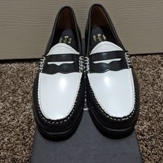 Brand New. Never Worn. Feels A Little Larger Than A 9.5. Fitted White Loafers For Spring, White Fitted Loafers With Round Toe, White Fitted Round Toe Loafers, White Classic Fitted Loafers, White Spring Loafers, White Round Toe Loafers For Semi-formal Occasions, Classic White Semi-formal Loafers, G.h.bass Loafers, G H