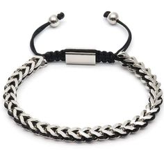 Womens Bracelets The Camille Hand Woven Womens Bracelets 18cm / Silver/Black Casual Silver Bracelets With Adjustable Chain, Casual Silver Adjustable Chain Bracelet, Casual Silver Bracelet With Adjustable Chain, Casual Black Adjustable Chain Bracelet, Casual Adjustable Black Chain Bracelet, Casual Adjustable Chain Bracelet, Adjustable Stainless Steel Chain Bracelet For Everyday, Everyday Adjustable Stainless Steel Chain Bracelet, Trendy Black Adjustable Chain Bracelet