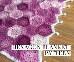 hexagon blanket crochet pattern on wooden floor