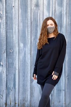 the welder does double time for any strong job or simply to let go + dance! cuddle up any time of year in our super cozy pullover sweatshirt classic wide bateau neckline is a timeless addition to any wardrobe elongated length is perfect to wear high on hips or as a tunic shimmy off the shoulder to be extra playful smooth banding at neck, wrists + waist perfect paired with any of our comforting leg options crafted from cozy plush french terry bamboo handmade in a historic textile mill in Maine co Textile Mill, Tunics With Leggings, Maine Usa, Black Bamboo, Cozy Pullover, Bateau Neckline, Color Swatch, Pullover Sweatshirt, Black Leggings