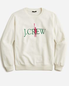 This supersoft crewneck is made of french terry (you know it by the loops inside) knit with slub cotton for subtle texture.  Plus, it features a cool oarsman graphic inspired by our heritage labels from the '80s and '90s. By buying cotton products from J.Crew, you're supporting our investment in Better Cotton's mission to help cotton communities survive and thrive while protecting and restoring the environment. This product is sourced through a system of mass balance and therefore may not contai Heather Grey Sweatshirt, Wide Neck Sweatshirt, Cropped Crewneck, Sweatshirt For Women, Striped Hoodie, Fleece Sweater, Jcrew Women, Knit Hoodie, Crew Sweatshirts