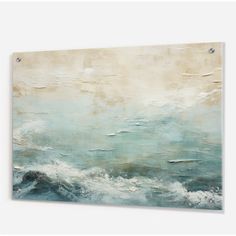 an ocean scene with waves and sky in the background canvas wall art print, ready to hang